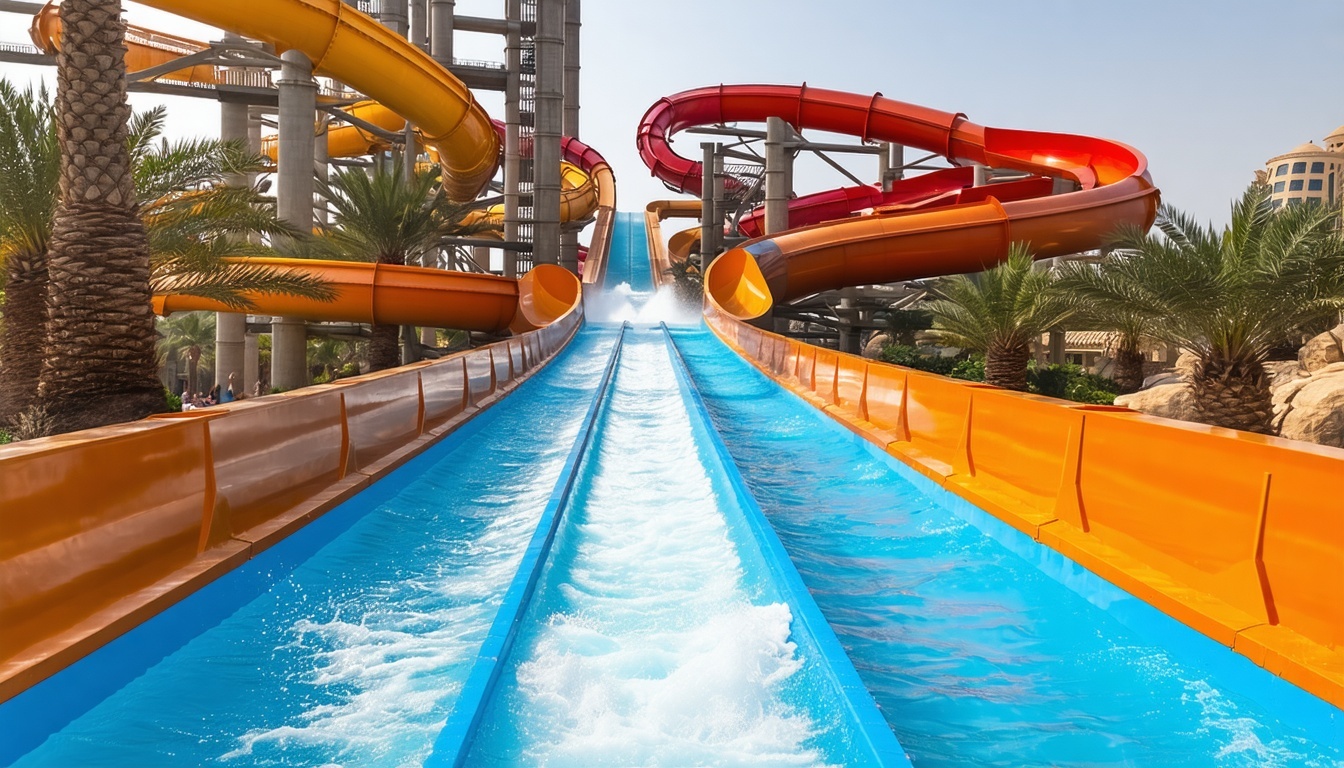Thrilling waterslides at Aquaventure World Dubai