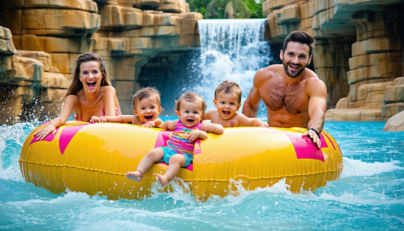 Family enjoying the Aquaventure lazy river