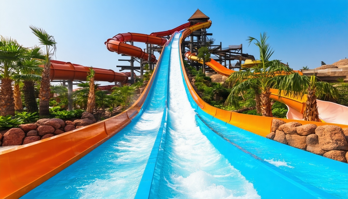 Thrilling water slides at Aquaventure World Dubai